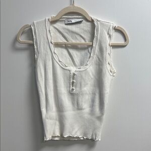 Zara Cream Buttoned Tank Top